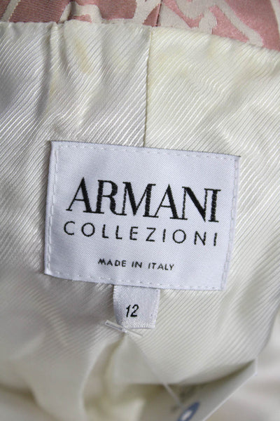 Armani Collezioni Women Floral Pink Blazer Collared Long Sleeve Size 12