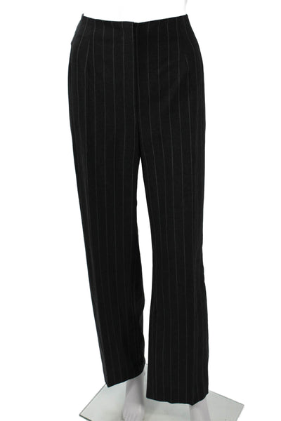 Piazza Sempione Womens Dress Pants Black Striped Wool Size 46