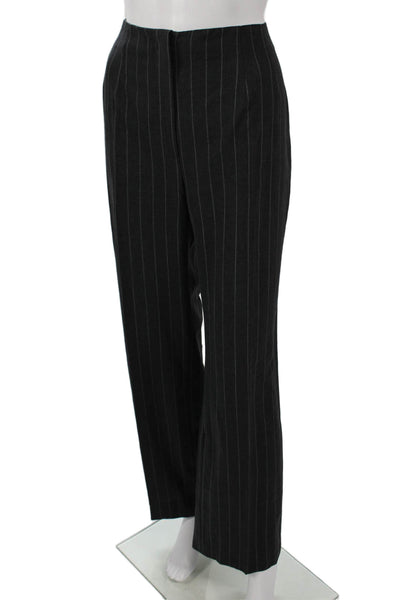 Piazza Sempione Womens Dress Pants Black Striped Wool Size 46