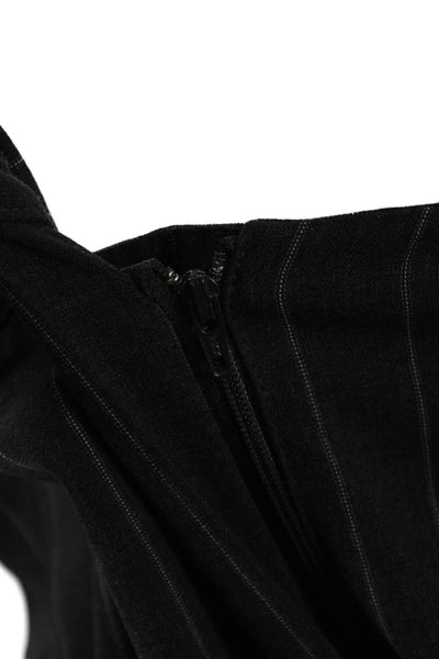 Piazza Sempione Womens Dress Pants Black Striped Wool Size 46