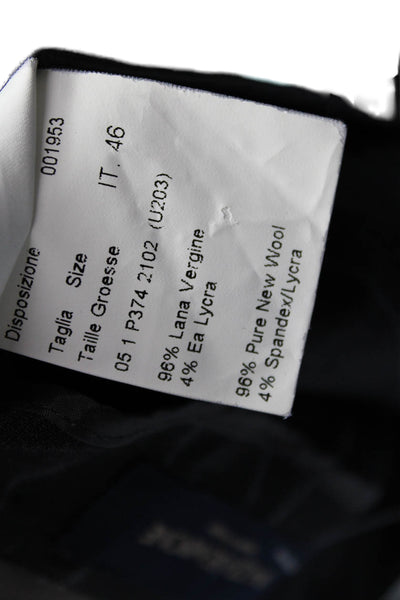 Piazza Sempione Womens Dress Pants Black Striped Wool Size 46