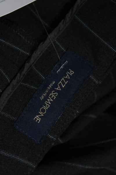 Piazza Sempione Womens Dress Pants Black Striped Wool Size 46