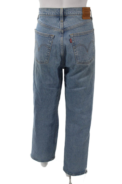 Levis Womens Blue Straight Wide Leg Jeans High Rise Size 30