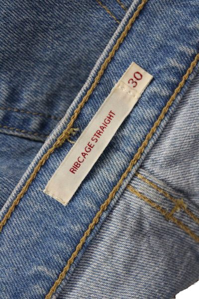 Levis Womens Blue Straight Wide Leg Jeans High Rise Size 30