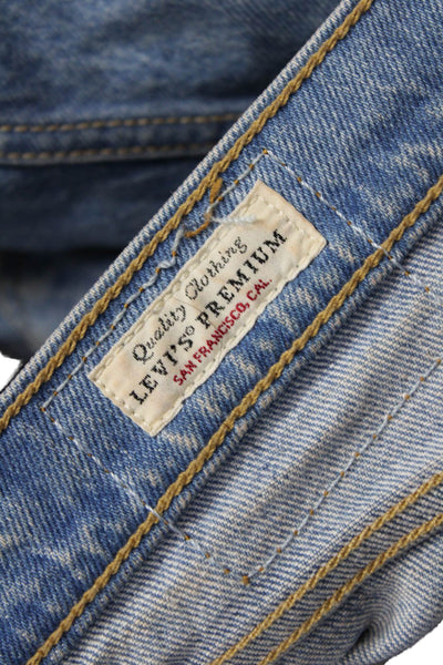 Levis Womens Blue Straight Wide Leg Jeans High Rise Size 30