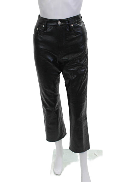 Citizens of Humanity Unisex Cropped Biker Faux Leather Pants Black Size 26