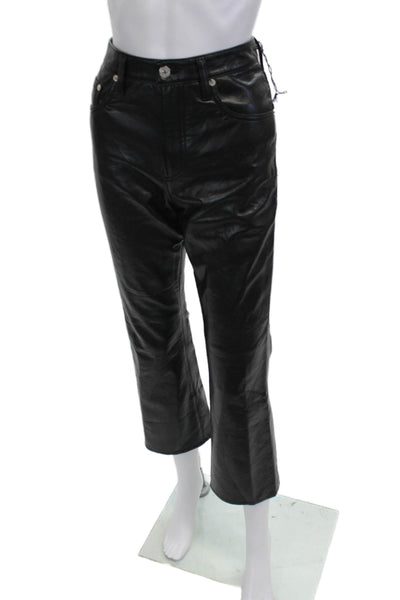 Citizens of Humanity Unisex Cropped Biker Faux Leather Pants Black Size 26