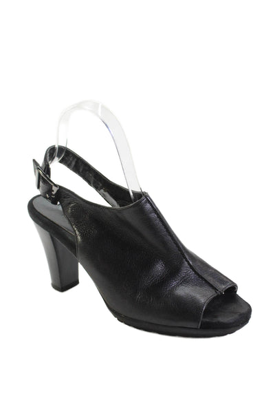 Aerosoles Womens Block Heel Leather Slingback Peep Toe Pumps Black Size 7.5