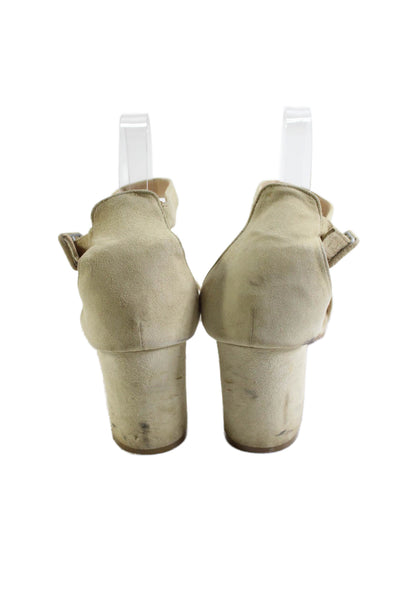 Barneys New York Womens Block Heel Ankle Strap Sandals Beige SUede Size 10
