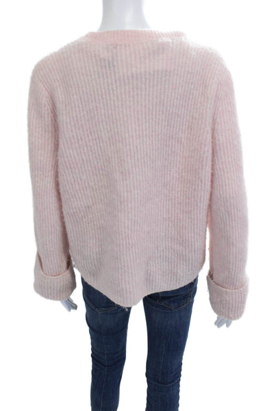 Intermix Unisex Pink V-Neck Alpaca Wool Blend Cardigan Long Sleeve Size L