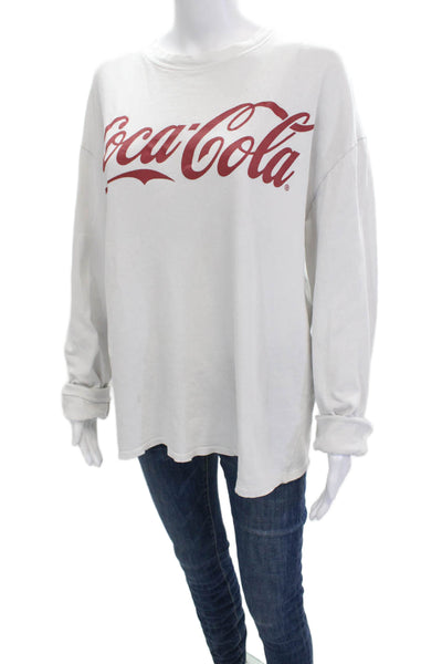 Zara Unisex Pullover Sweatshirt White Graphic Crewneck Cotton Longsleeve Size M