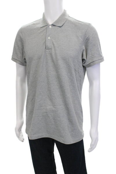 Uniqlo Mens Short Sleeve Collared Knit Polo Shirt Gray Cotton Size Medium