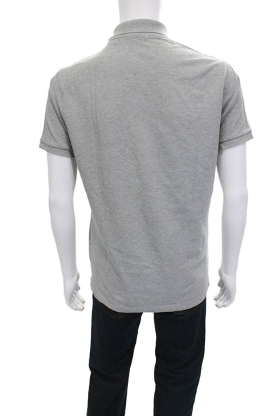 Uniqlo Mens Short Sleeve Collared Knit Polo Shirt Gray Cotton Size Medium