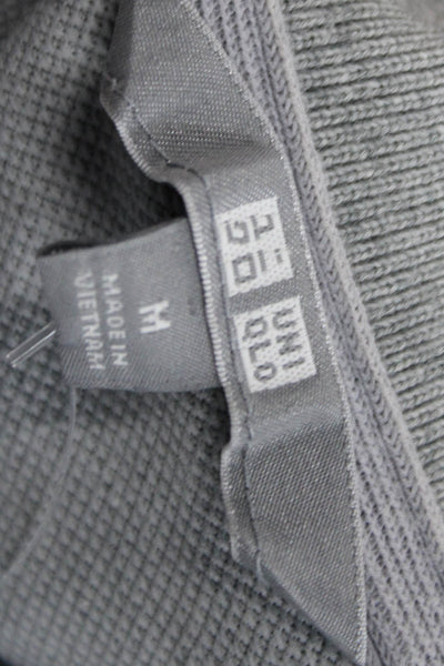 Uniqlo Mens Short Sleeve Collared Knit Polo Shirt Gray Cotton Size Medium