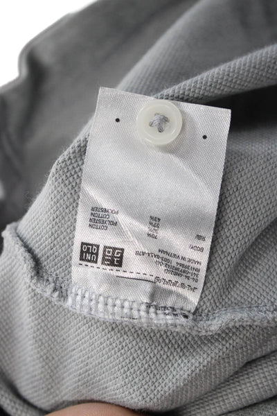 Uniqlo Mens Short Sleeve Collared Knit Polo Shirt Gray Cotton Size Medium