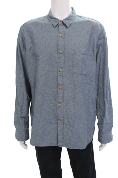 J Crew Mens Button Down Long Sleeves Shirt Blue Cotton Size Extra Large
