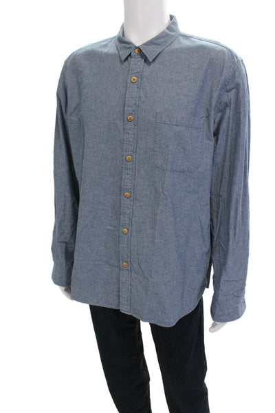 J Crew Mens Button Down Long Sleeves Shirt Blue Cotton Size Extra Large