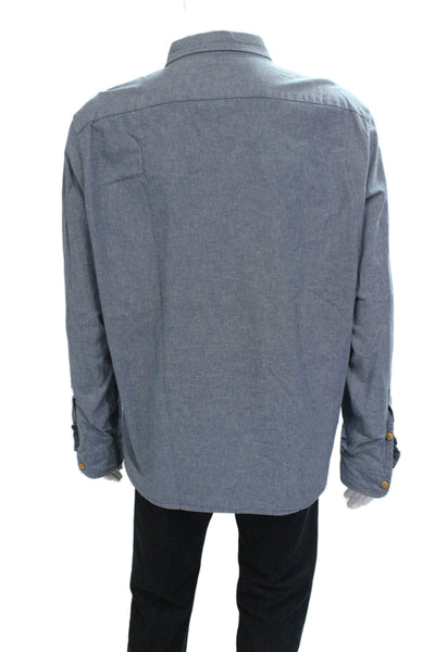 J Crew Mens Button Down Long Sleeves Shirt Blue Cotton Size Extra Large