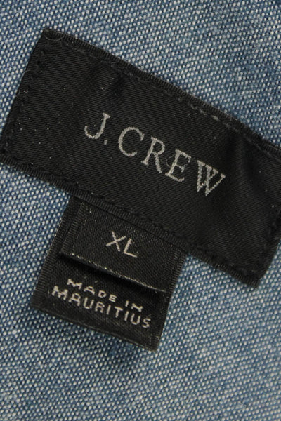 J Crew Mens Button Down Long Sleeves Shirt Blue Cotton Size Extra Large