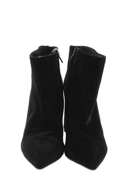 Cafe Noir Womens Velvet Pointed Toe Embroidered Ankle Boots Shoes Black Size 7