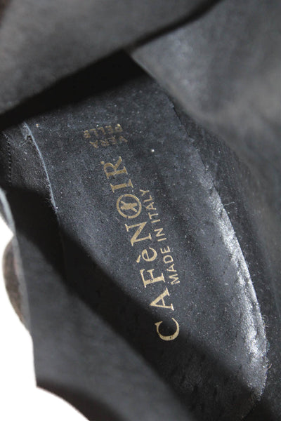 Cafe Noir Womens Velvet Pointed Toe Embroidered Ankle Boots Shoes Black Size 7