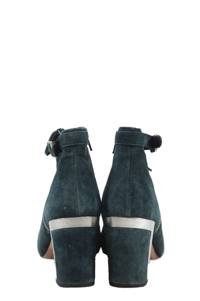 Dolce Vita Womens Velvet Zip Block Heels Ankle Boots Shoes Green Size 7
