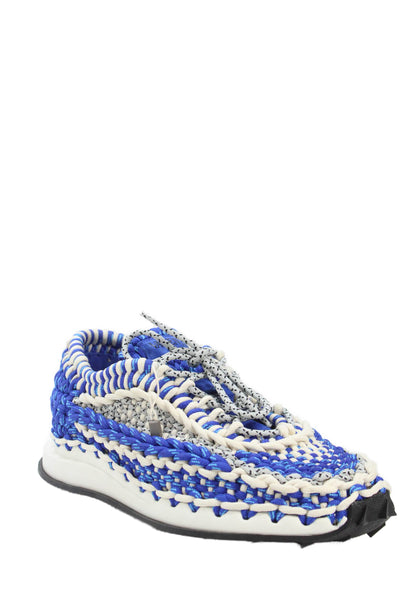 Valentino Garavani Mens Crochet Tubular Hiking Sneakers Shoes Blue Size 13.5