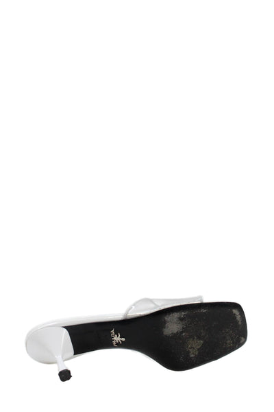 Prada Womens PVC Logo Calzature Donna Heels Shoes White Clear Size 11