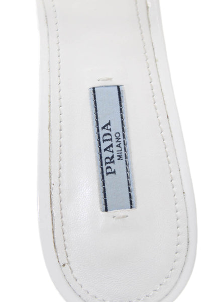 Prada Womens PVC Logo Calzature Donna Heels Shoes White Clear Size 11