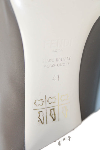 Fendi Womens Leather Embossed High Heels Knee High Boots Shoes Brown Size 11