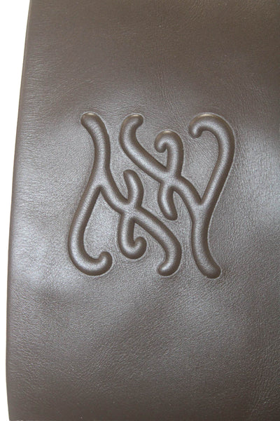 Fendi Womens Leather Embossed High Heels Knee High Boots Shoes Brown Size 11