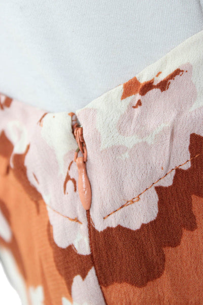 WILD PONY Women Orange Floral A-Line Wrap Skirt Viscose Size S