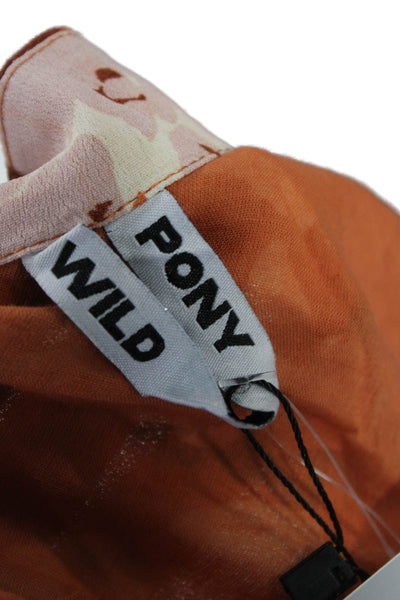WILD PONY Women Orange Floral A-Line Wrap Skirt Viscose Size S