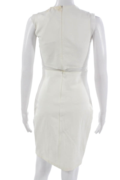 Betsy Moss Women Sheath Pencil Dress White V-Neck Sleeveless Knee Length Size M