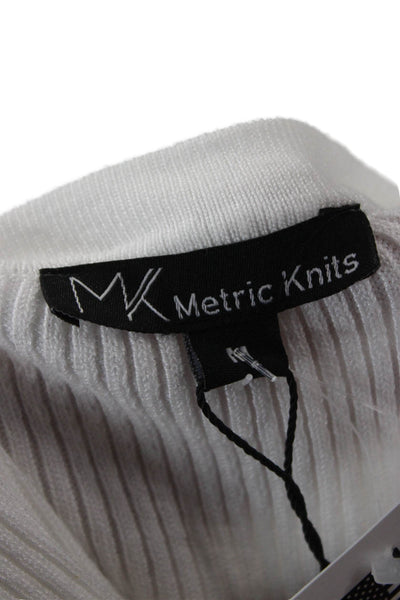 Metric Knits Unisex Pullover White Round Neck Long Sleeve Viscose Nylon Size M