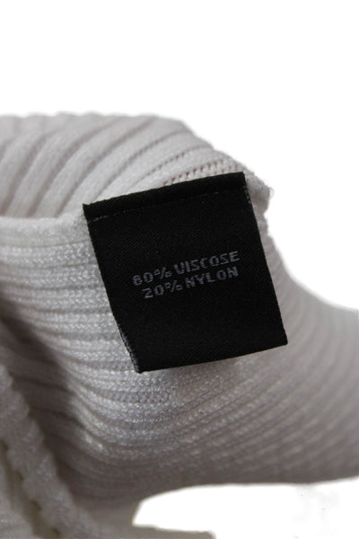 Metric Knits Unisex Pullover White Round Neck Long Sleeve Viscose Nylon Size M