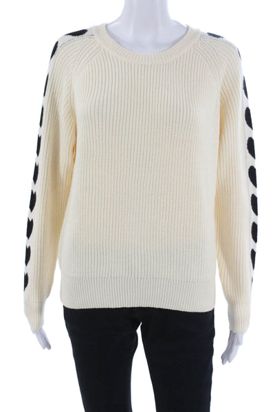 Pink Martini Unisex Pullover Beige Polka Dot Crew Neck Long Sleeve Size XS