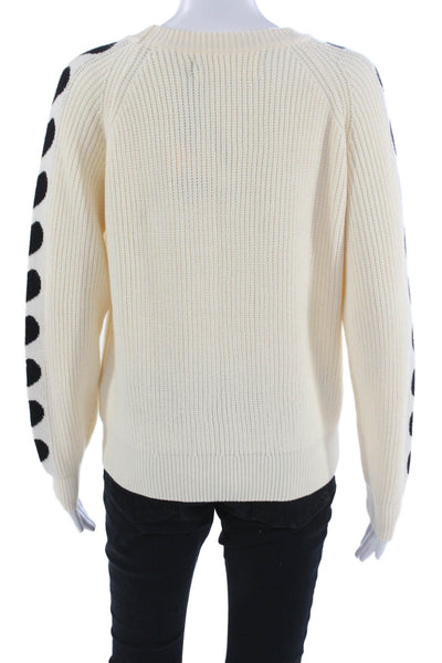 Pink Martini Unisex Pullover Beige Polka Dot Crew Neck Long Sleeve Size XS