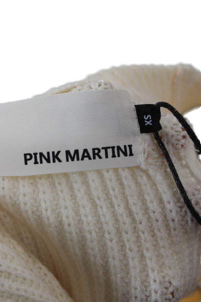 Pink Martini Unisex Pullover Beige Polka Dot Crew Neck Long Sleeve Size XS