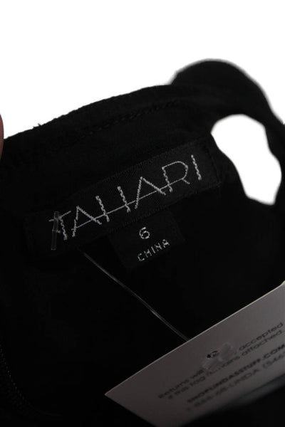 Tahari Womens Sheath Dress Black Wool Blend Sleeveless Knee Length Size 6