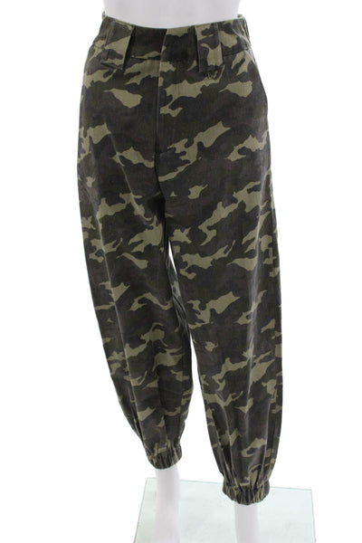 One Way Unisex Jogger Pants Camouflage Green 65% Cotton 35% Polyester Size 8