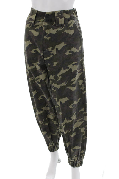 One Way Unisex Jogger Pants Camouflage Green 65% Cotton 35% Polyester Size 8