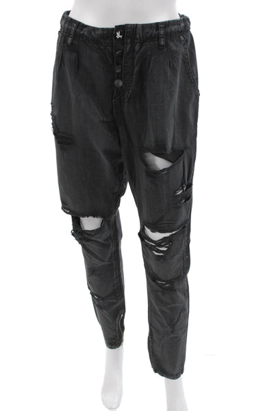 One by One Teaspoon Unisex Black Ankle Tapered Jeans Cotton Size 26