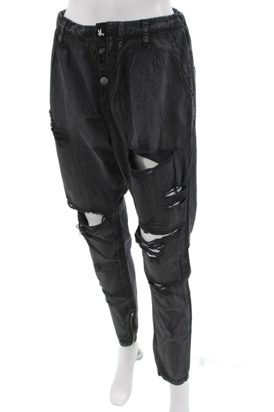One by One Teaspoon Unisex Black Ankle Tapered Jeans Cotton Size 26