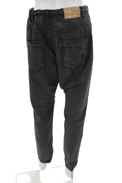 One by One Teaspoon Unisex Black Ankle Tapered Jeans Cotton Size 26