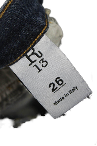 R13 Womens Dark Blue High Rise Tapered Ankle Jeans Size 26