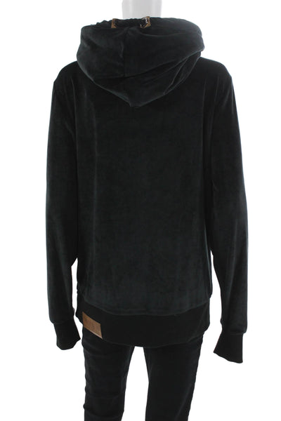 Naketano Unisex Pullover Hoodie Black Polyester Drawstring High Neck Size M