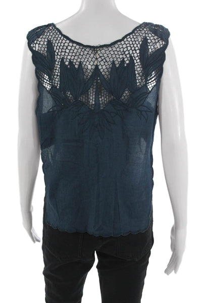 Free People Womens Bohemian Floral Sleeveless Cotton Blouse Size M