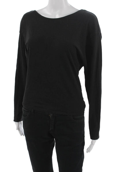 Zara Womens Basic Black Long Sleeve Round Neck Polyester Top Size S