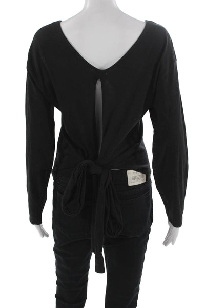 Zara Womens Basic Black Long Sleeve Round Neck Polyester Top Size S